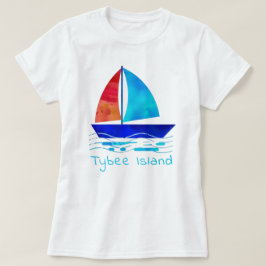 Tybee Island Georgia Vacation Waterverf Sailboot T-shirt