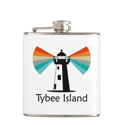 Tybee Island Georgia vuurtoren regenboog Heupfles (Voorkant)