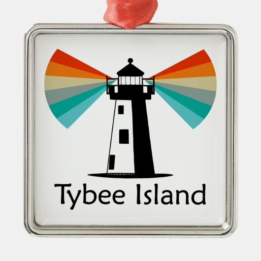 Tybee Island Georgia vuurtoren regenboog Metalen Ornament (Voorkant)