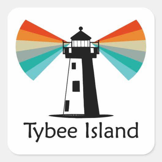 Tybee Island Georgia vuurtoren regenboog Vierkante Sticker (Voorkant)