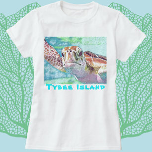 Tybee Island Georgia Waterverf Zee Turtle T-Shirt