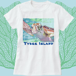 Tybee Island Georgia Waterverf Zee Turtle T-shirt