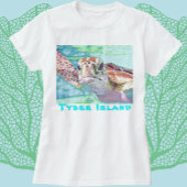 Tybee Island Georgia Waterverf Zee Turtle T-Shirt