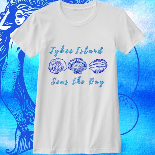 Tybee Island Georgia Zeeen de Dag  Seashell T-shirt