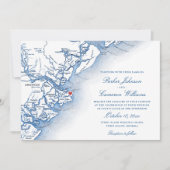 Tybee Island Kaart Navy Blue Trouw (Voorkant)