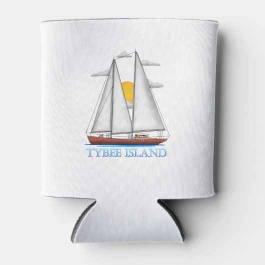 Tybee Island Kust Zeilboot Zeiler Blikjeskoeler (Voorkant)