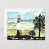 TYBEE Island Lighthouse art collecteerbare geschen Briefkaart (Voorkant / Achterkant)