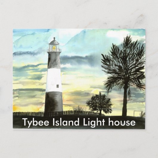 TYBEE Island Lighthouse art collecteerbare geschen Briefkaart (Voorkant)