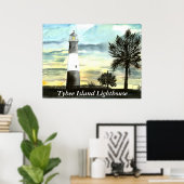 TYBEE Island Lighthouse art collecteerbare geschen Poster (Thuiskantoor)