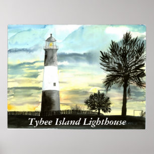 TYBEE Island Lighthouse art collecteerbare geschen Poster