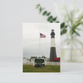 Tybee Island Lighthouse Georgia Amerikaanse vlag Briefkaart (Staand voorkant)