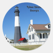 Tybee Island Lighthouse Ronde Sticker (Voorkant)