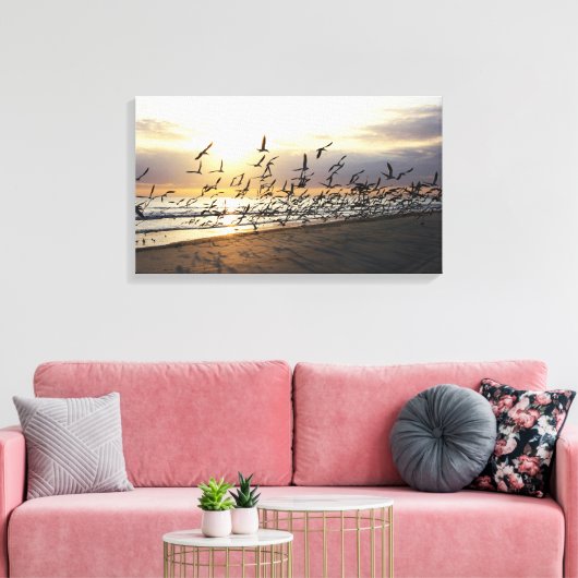 Tybee Island - Morning Flock Canvas Afdruk (Insitu (Woonkamer))