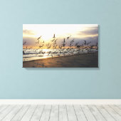 Tybee Island - Morning Flock Canvas Afdruk (Insitu (Houten vloer))