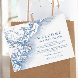 Tybee Island Navy bruiloft Welkomstroute Bedankkaart