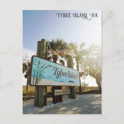 Tybee Island Sign Georgia Travel Briefkaart (Voorkant)