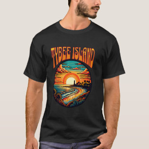 Tybee Island Sunset Iconische vuurtoren en kust T-shirt