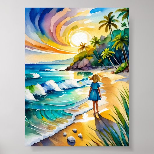 Tybee Island Waterverf Art Print (Voorkant)