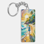 Tybee Island Waterverf Sleutelhanger (Voorkant Links)