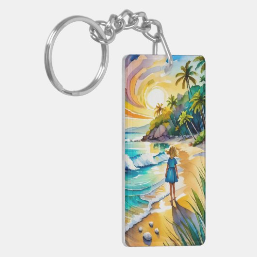 Tybee Island Waterverf Sleutelhanger (Voorkant Links)