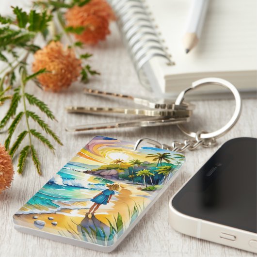 Tybee Island Waterverf Sleutelhanger (Voorkant Rechts)