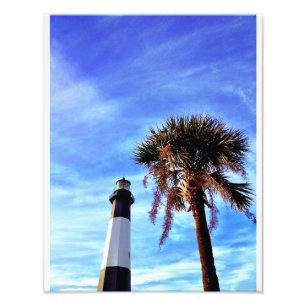 Tybee Lighthouse met Palmetto Foto Afdruk