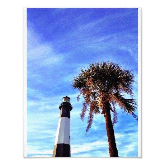 Tybee Lighthouse met Palmetto Foto Afdruk (Voorkant)