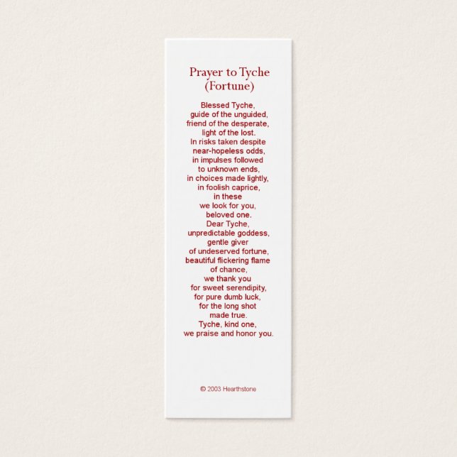Tyche (Fortune) Prayer Kaart (Voorkant)