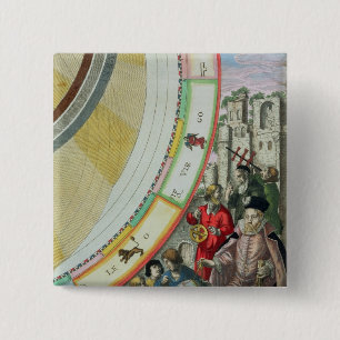 Tycho Brahe , detail van een kaart waarop zijn Vierkante Button 5,1 Cm