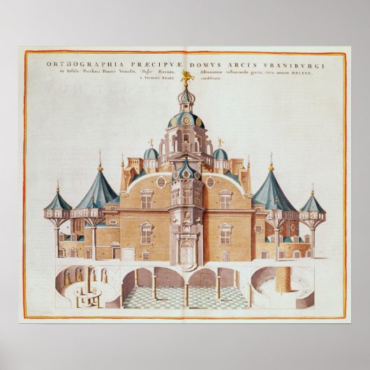 Tycho Brahe's observatorium Uraniborg Poster (Voorkant)