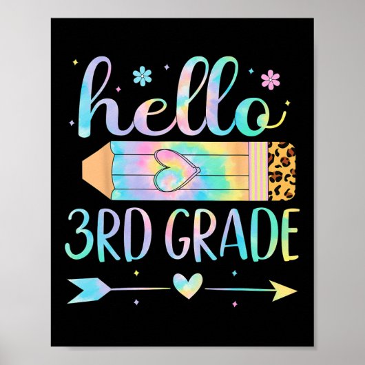 Tye Die 3e klas terug naar school Hallo derde klas Poster (Voorkant)