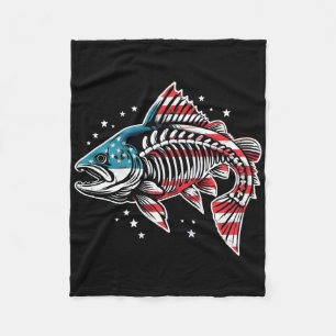Tye Die skelet zalm Amerikaanse 4 juli vis Fleece Deken