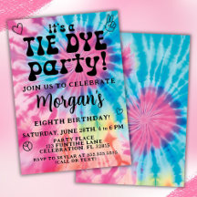 Tye Die Verjaardagsfeest Uitnodiging