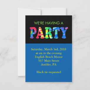 TYE DYE Bar Mitzvah Invitation Reception Card Kaart