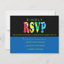TYE DYE Bar Mitzvah Invitation Reply Kaart