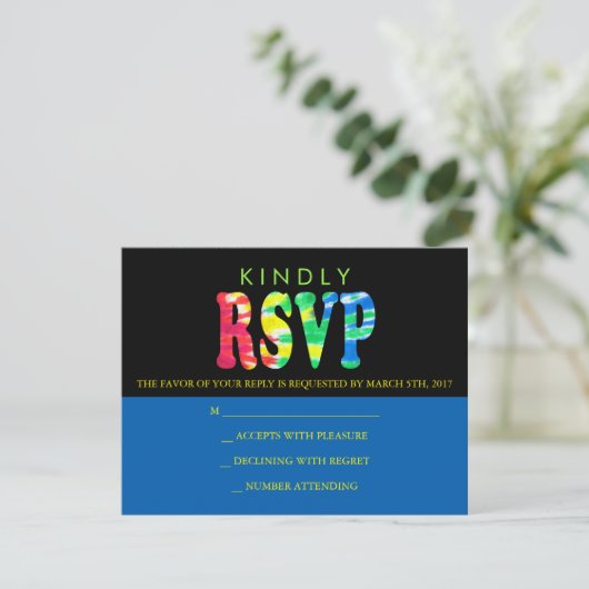 TYE DYE Bar Mitzvah Invitation Reply Kaart (Staand voorkant)