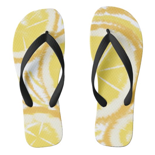Tye-Dye Citroen Abstract Fruit Rond Teenslippers (Voetbed)