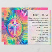 Tye Dye Cross met hart in het midden Kaart (Voorkant / Achterkant)