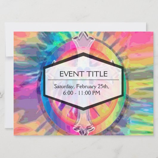 Tye Dye Cross met hart in het midden Kaart (Achterkant)