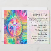 Tye Dye Cross met hart in het midden Kaart (Voorkant)