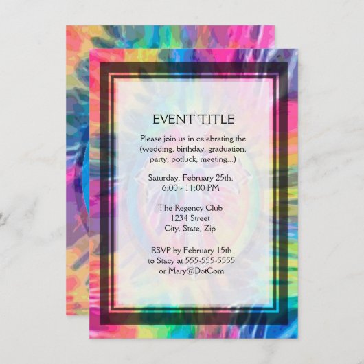 Tye Dye Cross met hart in het midden Kaart (Voorkant / Achterkant)