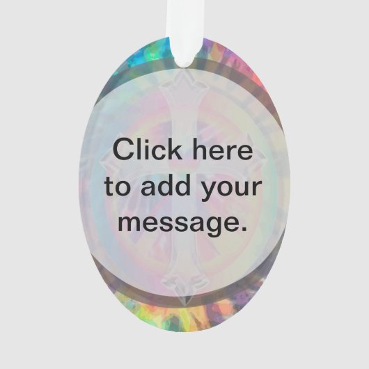 Tye Dye Cross met hart in het midden Ornament (achterkant)