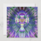 Tye Dye Cross met hartcentrum in Paars blauw Kaart (Achterkant)