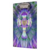 Tye Dye Cross met hartcentrum in Paars blauw Klembord (Links)