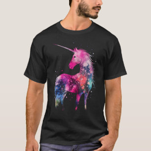 Tye-Dye Eenhoorn Kleurrijke Roze Paard Silhouet Ma T-shirt