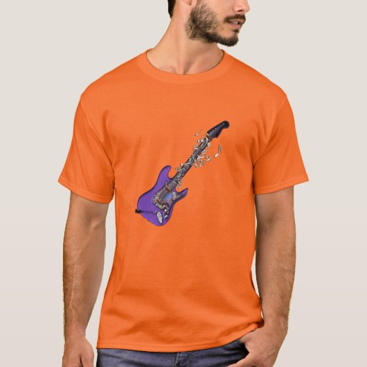 Tye-Dye Electric Guitar and Muzieknoten T-Shirt (Voorkant)