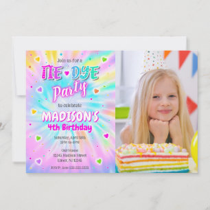 Tye-Dye Feest Hippie Kleurrijk Meisje Verjaardag F Kaart