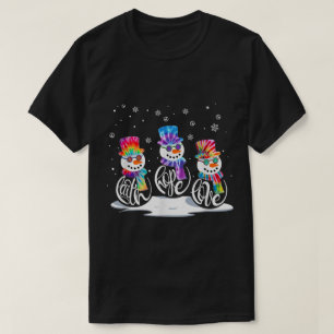 Tye-Dye Sneeuwmannen Geloof Hoop Liefde Kerstmis T-shirt