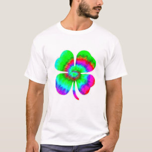 Tye Dye St Patricks Day Women Man Green Clover Iri T-shirt