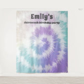 Tye-Dye Verjaardagsfeest Regenboog Hippie Achtergr Wandkleed (Voorkant)